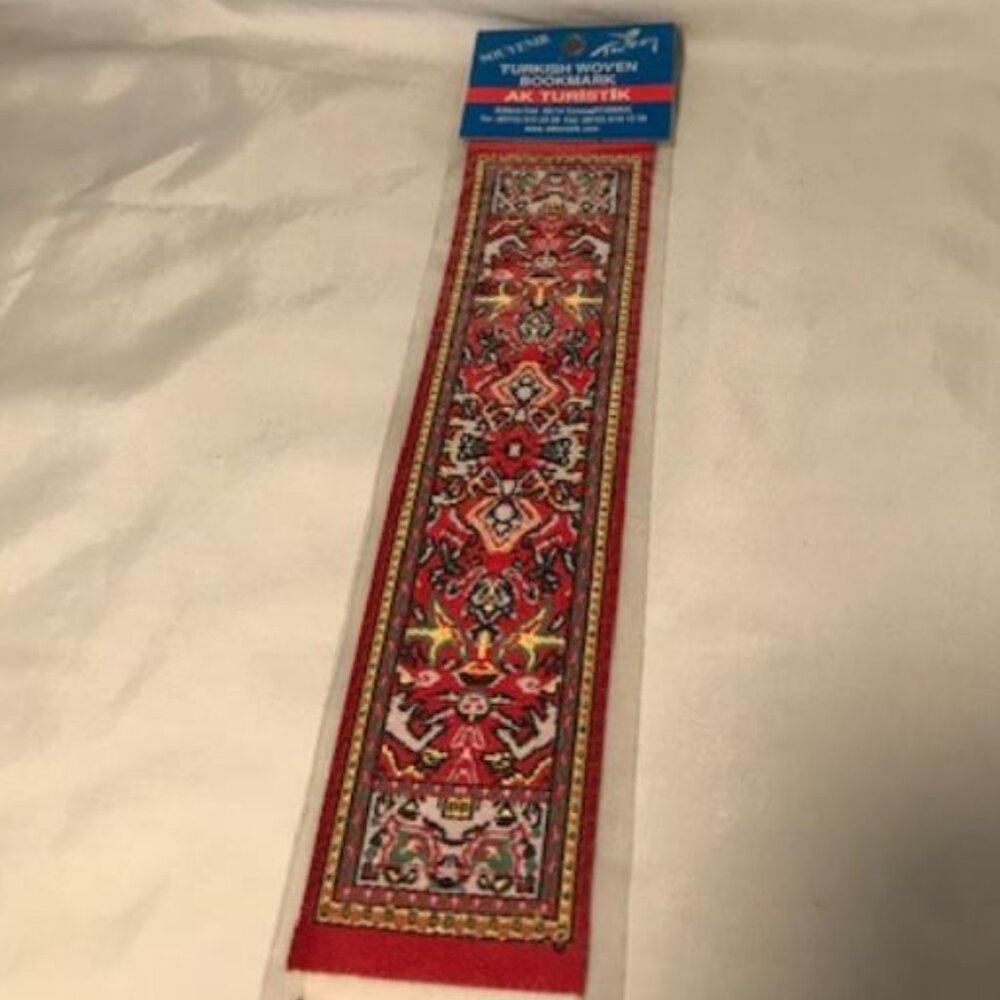 Vintage Turkish Woven Carpet Souvenir Bookmark Red